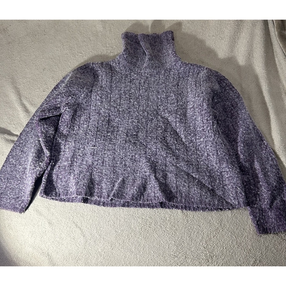 Vtg Sonoma Jean Company Wool Blend Turtleneck Sweater Purple Marled Womens XL